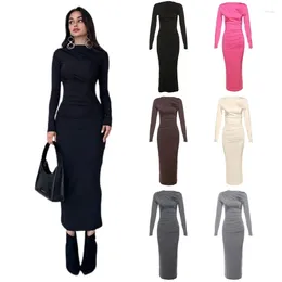 Casual Dresses Women's Sexy Pencil Dress Fitted Long Sleeve Bodycon Maxi