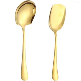 Spoons 2 Pcs Male Spoon Metal Soup Household Stainless Steel Long Handle Serving Rice