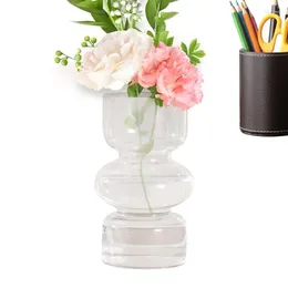 Vases Floral Glass Vase Flower Arrangement Home Decoration Tabletop Ornament Stylish Coffee Table For Freesias Green Plants