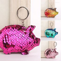 Keychains Cute Shiny Piggy Animal Glitter Sequins Keychain For Women Men Car Bag Pendant Accessories Key Chain Keyrings Jewellery Gifts