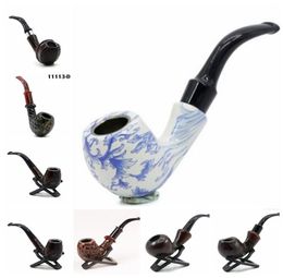 Wooden Tobacco Pipes Cigarette Holder Mini Fiter Smoking Pipe Creative Small Portable Tobacco Pipes For Dry Herb Smoke Tool 11colo6222454