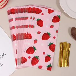 Gift Wrap 50 Pcs Pink Strawberry Party Candy Bags Wedding Bag