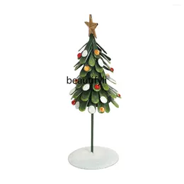 Decorative Figurines Zq Hand-Welded Small Painted Iron Sheet Christmas Tree