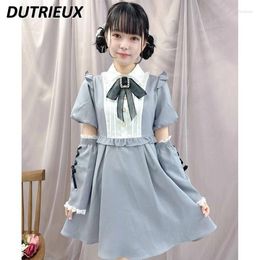 Casual Dresses Japanese Style Rojita Dress Tied Lolita Bow Buckle Oversleeve Short Sleeve Fashion Spring Autumn Women's