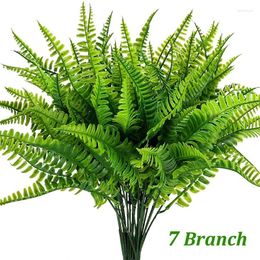 Decorative Flowers Fake Plastic Plants Decorations With 7 Branchs UV Resistant For Outdoor Home Kitchen Decor Garden Decoration Artificial