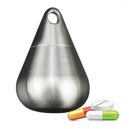 Storage Bottles Titanium Small Case With Keychain Waterproof Holder Container Portable Water Droplet Shape Mini Box