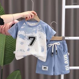 Clothing Sets 2024 Designer Baby Boy 18 Months Old Summer Clothes For Kids Halo Dyed Digits Short Sleeve T-shirts And Shorts Boys Outfits