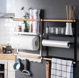 Magnetic Adsorption Refrigerator Side Rack Wallmounted Multifunction Storage Holder Kitchen Paper Towel Shelf Rack Organizer T204032392