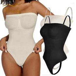 Women's Shapers Women Summer Thong Strapless Shapewear Bodysuit With Removable Straps Tummy Control Slim Body Shaper Bustier Tube Top