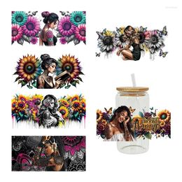 Window Stickers UV DTF Transfer Sticker Girls Flowers For The 16oz Libbey Glasses Wraps Bottles Cup Can DIY Waterproof Custom Decals D16257