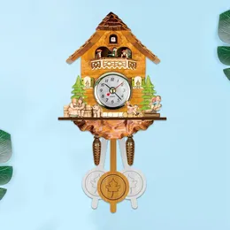 Wall Clocks 1pc Wooden Mounted Clock Cuckoo Bird Hanging Gurgling Sound Home Pocket Watch Living Room Decoration Decor Reloj