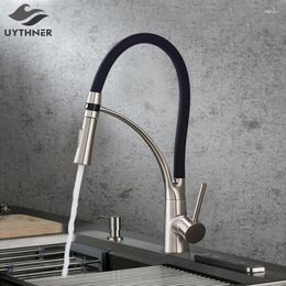 Kitchen Faucets Black LED Sink Faucet Swivel Pull Down Tap Mounted Deck Bathroom And Cold Water Mixer