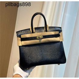 Women Brkns Handbag Genuine Leather 7A Handswen Black Gold Lizard Skin 25CM High Womens92TJ