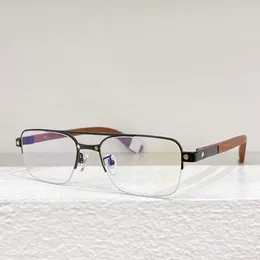 Sunglasses Frames 03108O 03162O Half Frame Rimless Eyeglasses Wooden Arm Square Oval Double Bridge Fashion Designer Handmade Brand Men