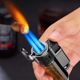 High Quality Windproof Refillable 4 Jet Strong Fire Flame Cigar Torch Butane Gun Lighters For Camping