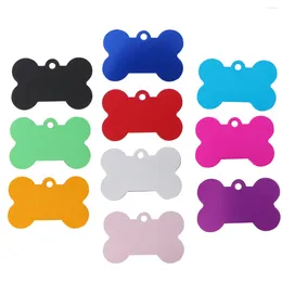 Dog Collars 10 Pcs 38mm Pet Id Tag Bone Shape Double Sided Cat Name Phone Number (10 Colors)