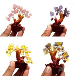 Decorative Figurines 1 Pcs Small Size Natural Rose Quartz / Amethyst Man Made Citrine Crystal Fortune Trees