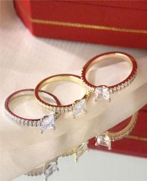 Wedding Love Rings Designer Rectangle Diamond Couple Band Rings Men Women Proposal Engagement Ring With Box1108681