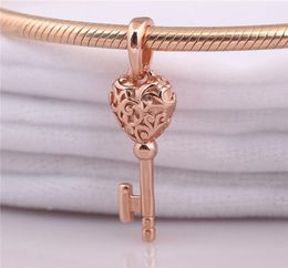 925 Sterling Silver Charm Bead Rose Gold Regal Key Pendant Fit Original Necklace Bracelet Bangle for Women Jewellery Gift9128773