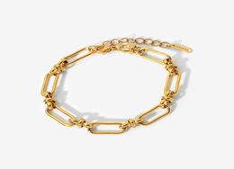 Link Chain Chunky Stainless Steel Bracelets Women Gold Jewelry Flat Paperclip Rectangle Link Bangles Tarnish Girls Party3590593