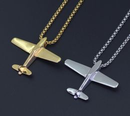 hip hop airplane pendant necklaces for men luxury gold silver plane pendants Stainless steel cuban chain necklace jewelry gifts fo9682838