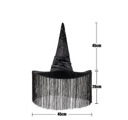 Stage Wear Halloween Pleated Witchcap Vintage Black Witch Hat With Large Brims Women Cos-Play Costume Party Cap Headwear Drop Delivery Otpet