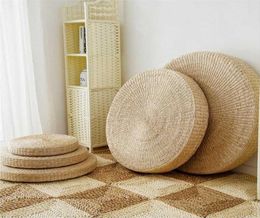 Chair Covers 5 Size Natural Straw Pouf Tatami Floor Cushions Meditation Yoga Round Mat Zafu Chair Cushion 4045506070cm 2011196803458