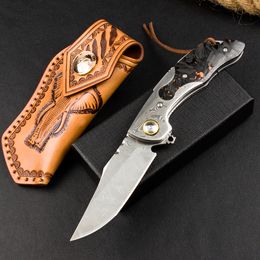 High End Flipper Folding Knife VG10 Damascus Steel Blade Carbon Fiber with Damascus Steel Handle Outdoor Camping Hiking Survival EDC Pocket Knives