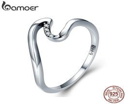 Authentic 100 925 Sterling Silver Geometric Wave Finger Rings for Women Wedding Engagement Jewelry Gift S925 SCR3789015585