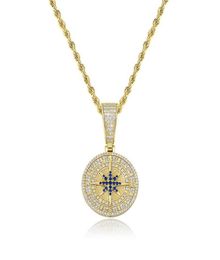 Pendant Necklaces Hip Hop Cubic Zirconia Paved Bling Iced Out Compass Pendants Necklace For Men Rapper Jewellery Gifts Drop2804923