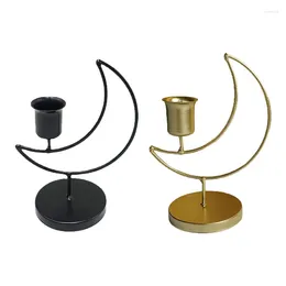 Candle Holders 77JB Holder For Pillar Candles Metal Candlestick Moon Shape Stand Decor