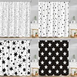 Shower Curtains Black And White Stars Curtain Modern Geometric Lines Creative Elegant Minimalist Polyester Fabric Bathroom Decor