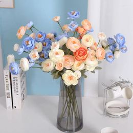 Decorative Flowers 4 Heads Artificial Bouquet Like Real Wedding Table Decoration Fake Plants Decor Graden Park Living Room Vase Accessories