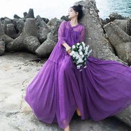 Casual Dresses Shawl Dress Suit/Sun Protection Women Chiffon Mother And Two Piece Suit Bohemian Big Swing Long Holiday