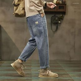 Men's Jeans Add Fleece Cargo Men Y2k Pants Teachwear Autumn Winter Korean Casual Japanese Denim Trousers