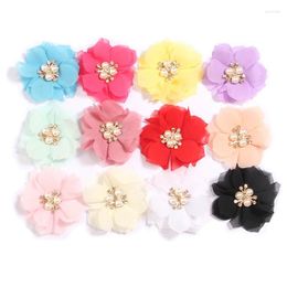 Decorative Flowers 60Pcs 6cm 2.35" Fashion Chiffon Fabric For Wedding Decoration Artificial Flower Boutique Cloth Shoes Bags Bride