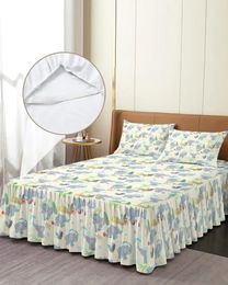 Bed Skirt Cartoon Animal Elephant Summer Beach Elastic Fitted Bedspread With Pillowcases Mattress Cover Bedding Set Sheet