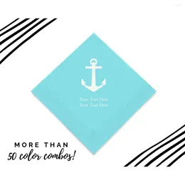 Party Supplies 50pcs Anchor Print Nautical Napkins - Set Of 50 Paper Cocktail Custom Printed Napkin His Birthday P