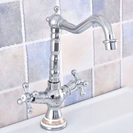 Bathroom Sink Faucets Chromed Brass Double Handle Restroom Wash Basin Faucet And Cold Bath Tap Nsf664