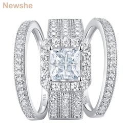 she Wedding Rings For Women Solid 925 Sterling Silver Engagement Ring Bridal Set Perfect Princess Cut AAAAA Zircons Jewelry 2202121395324