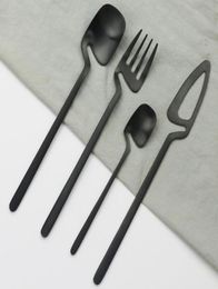 Matte Black Cutlery Set 1810 Stainless Steel Dinner Tableware Flatware Set Knife Fork Spoon Dinnerware Party Silverware8072203