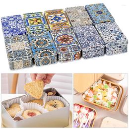 Gift Wrap 1Pc Mini Tin Box With Lid Portable Colourful Sealed Jar Rectangular Tinplate Cases Candy Jewellery Storage Container