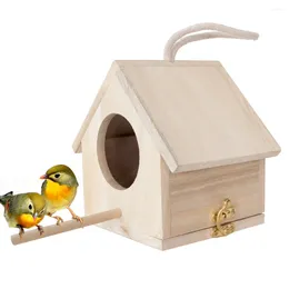 Other Bird Supplies Hanging Small Nesting Box Wood Parrot Nest House Garden Feeder For Outdoor