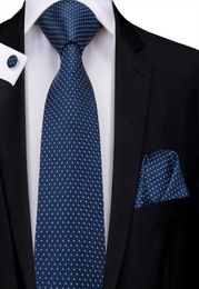 HiTie Neck Tie Set Italian Silk Navy White Dot Stripe Men039s Tie for Business Formal Drop N32264465993