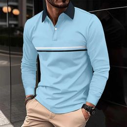 Men's Polos 2024 mens long sleeved polo shirt mens casual simple style polo shirt.L2405