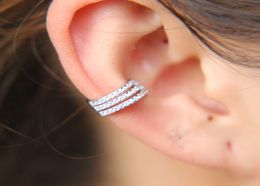 three cz line half circle 925 sterling silver ear cuff delicate minimal women no piercing Cuffs lovely earring for girl4982925