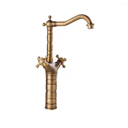 Bathroom Sink Faucets Two Ceramics Handles Water Philtre Faucet Vintage Brass Kitchen Single Hole Intake Tap Deck Mounted