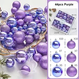 Party Decoration 44pcs Christmas Ball Purple Pink Tree Hanging Pendant For Navidad Noel Carnival Wedding Ornaments