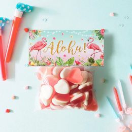 Gift Wrap Hawaiian Favors Flamingo ALOHA Treat Bag Topper Summer Beach Birthday S Kids Hawaii Luau Tropical Party Supplies