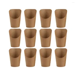 Gift Wrap French Fries Storage Bags Kraft Paper Bag Holders Fried Chicken Snack Take Out Packaging Bucket